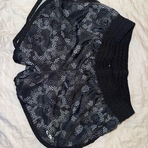 Women's Black Patterned Athletic Shorts